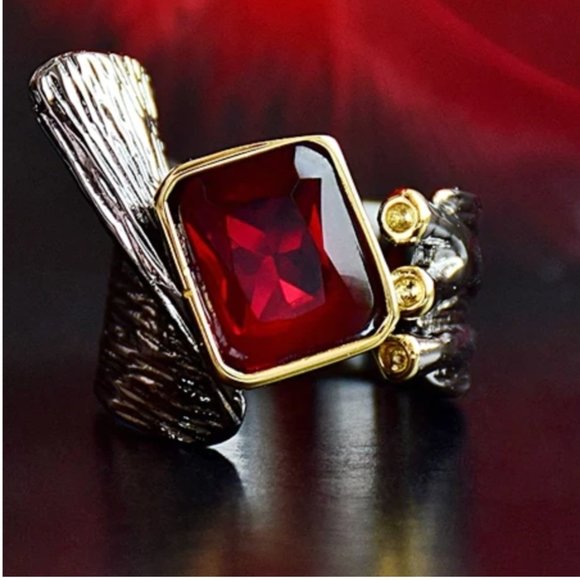 Gold Plated Red Personality Ring - Picture 17 of 17